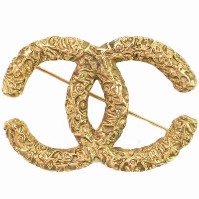Pre-owned Chanel Cc Brooch Textu Metal _plated Brooch Jewelry () In Gold