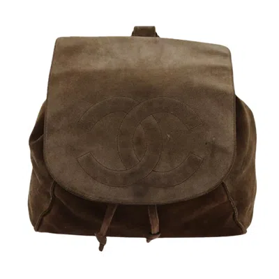 Pre-owned Chanel Cc Brown Suede Backpack Bag ()