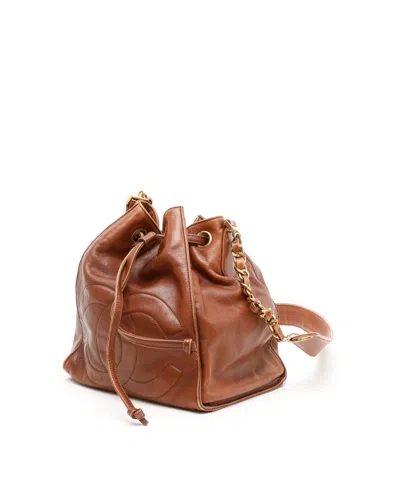 Pre-owned Chanel Cc Bucket Bag In Brown