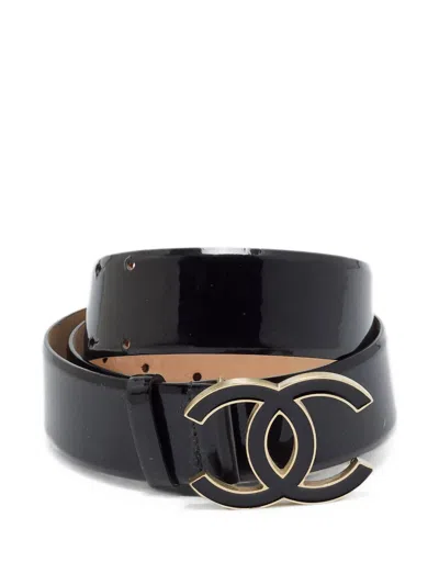 Pre-owned Chanel Cc Buckle Belt In Black