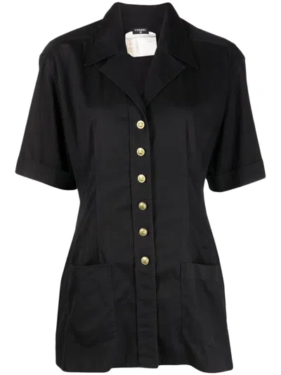 Pre-owned Chanel Cc-buttoned Cotton Shirt In Black