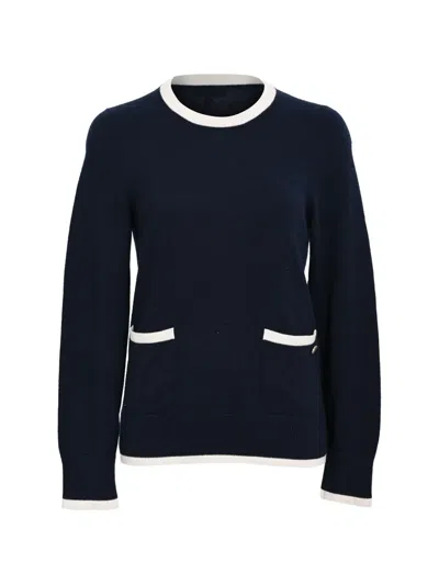 Pre-owned Chanel Cc Button-embellished Sweater In Blue