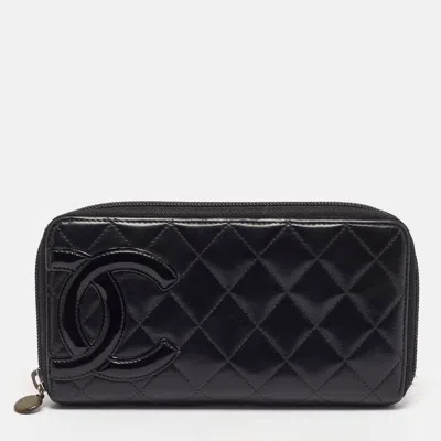 Pre-owned Chanel Cc Cambon Ligne Black Quilted Leather Continental Wallet