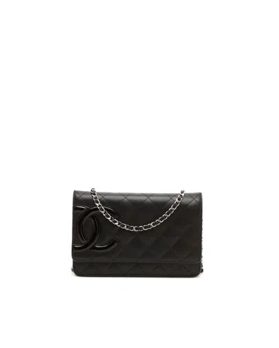 Pre-owned Chanel Cc Cambon Wallet On Chain In Black
