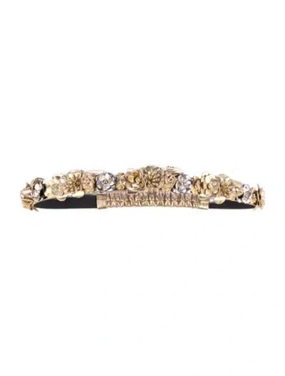 Pre-owned Chanel Cc Camellia Headband In Gold