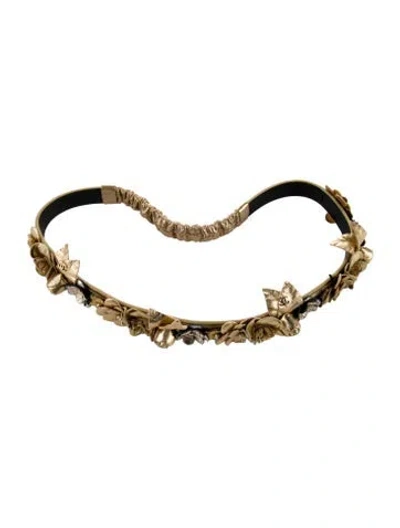 Pre-owned Chanel Cc Camellia Headband W/tags In Gold