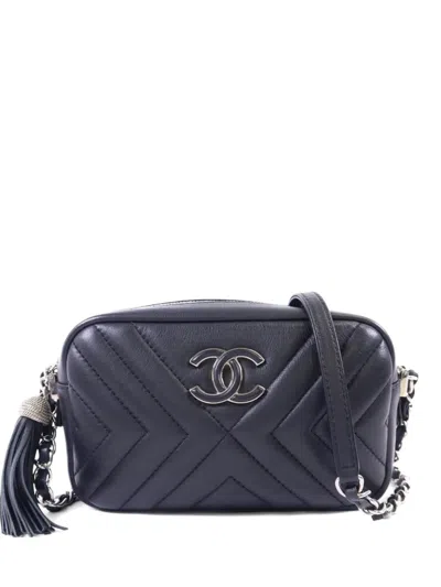 Pre-owned Chanel Cc Camera Chevron-quilted Shoulder Bag In Black