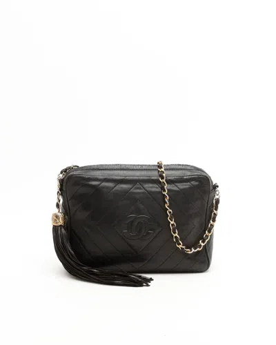 Pre-owned Chanel Cc Camera Tassel Bag In Black