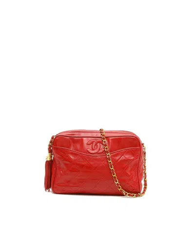 Chanel Cc Camera Tassel Bag In Red