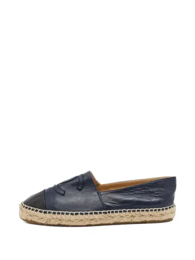 Pre-owned Chanel Cc Cap Toe Espadrilles In Blue