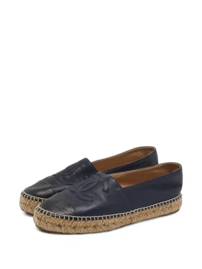 Pre-owned Chanel Cc Cap-toe Espadrilles In Blue