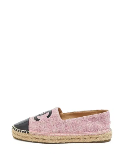 Pre-owned Chanel Cc Cap-toe Espadrilles In Pink