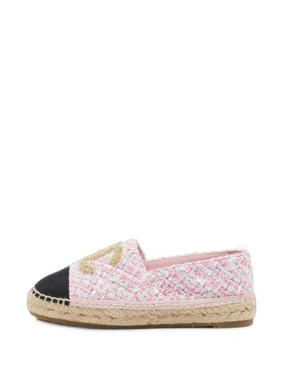 Pre-owned Chanel Cc Cap-toe Flat Espadrilles In Pink