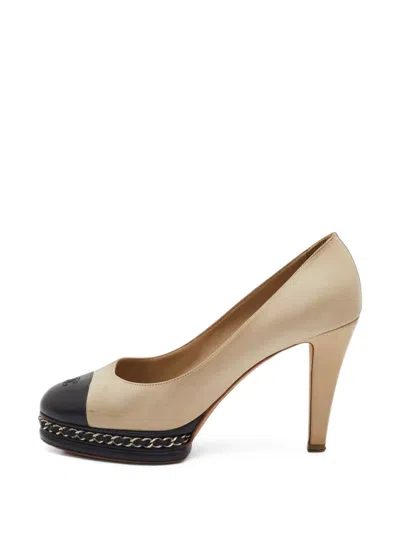 Pre-owned Chanel Cc Cap-toe Pumps In Neutrals