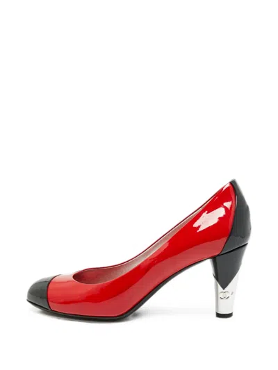Pre-owned Chanel Cc Cap-toe Pumps In Red