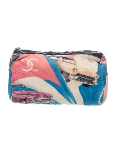 Pre-owned Chanel Cc Car Cosmetic Pouch In Blue