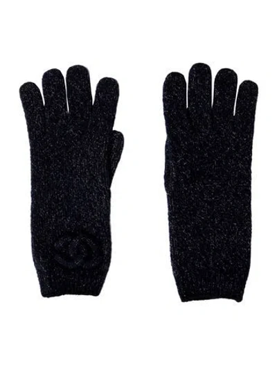 Pre-owned Chanel Cc Cashmere Gloves In Blue