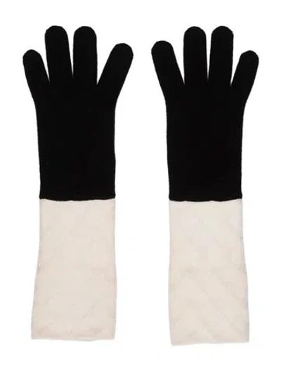 Pre-owned Chanel Cc Cashmere Knit Winter Gloves In Neutral
