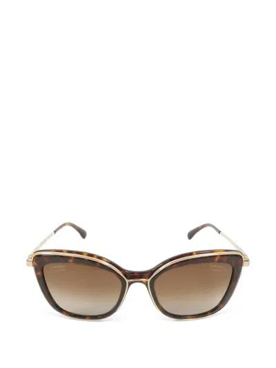 Pre-owned Chanel Cc Cat-eye Sunglasses In Brown