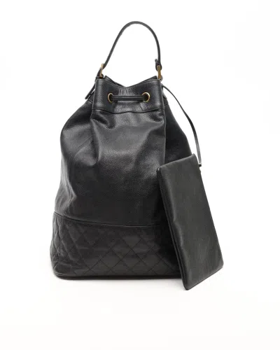 Pre-owned Chanel Cc Caviar Backpack In Black