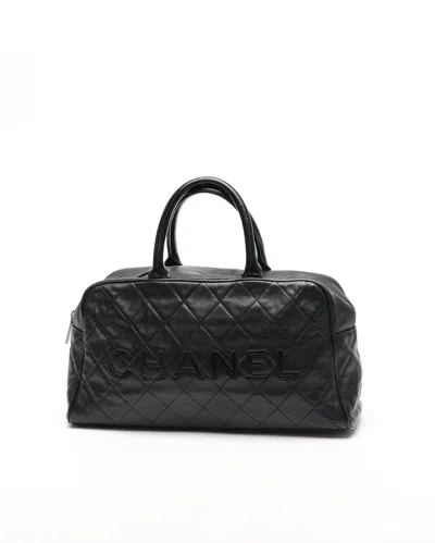 Pre-owned Chanel Cc Caviar Bowling Bag In Black