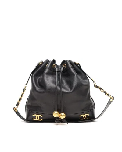 Chanel Cc Caviar Bucket Bag In Black