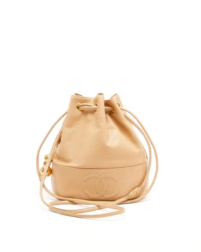 Chanel Cc Caviar Bucket Bag In Sand