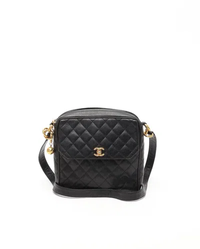 Pre-owned Chanel Cc Caviar Camera Messenger Bag In Black