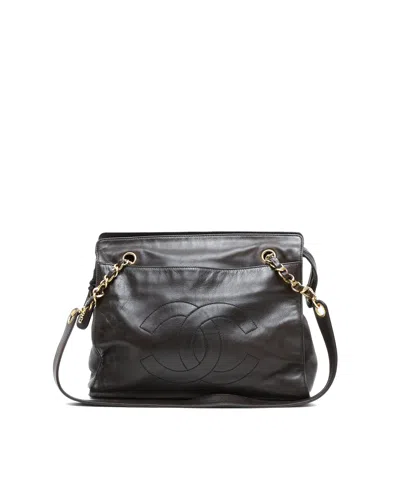 Pre-owned Chanel Cc Caviar Chain Tote Bag In Brown