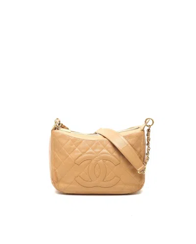 Chanel Cc Caviar Hobo Bag In Beige