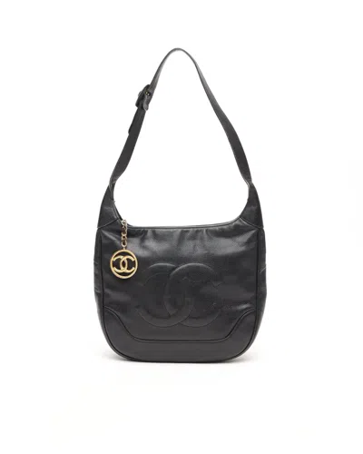 Pre-owned Chanel Cc Caviar Hobo Bag In Black