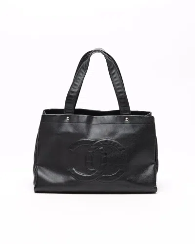 Pre-owned Chanel Cc Caviar Tote Bag In Black