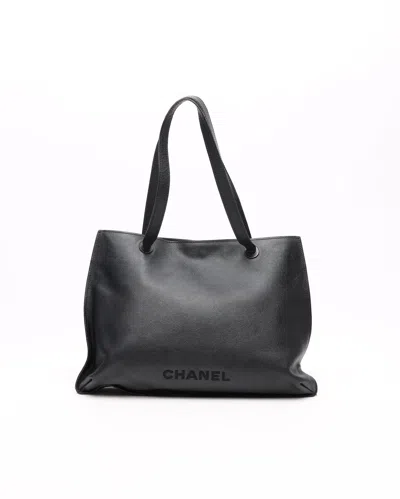 Pre-owned Chanel Cc Caviar Tote Bag In Black