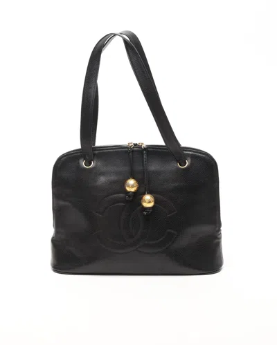 Pre-owned Chanel Cc Caviar Tote Bag In Black
