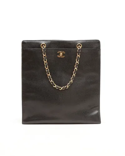Pre-owned Chanel Cc Caviar Tote Bag In Black