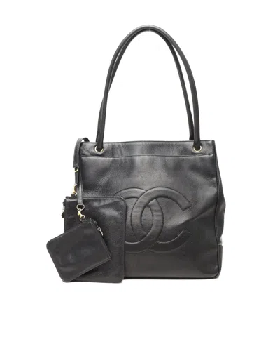 Pre-owned Chanel Cc Caviar Tote Bag In Black