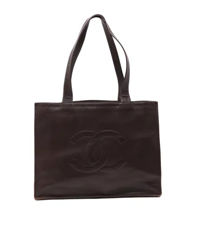 Pre-owned Chanel Cc Caviar Tote Bag In Brown