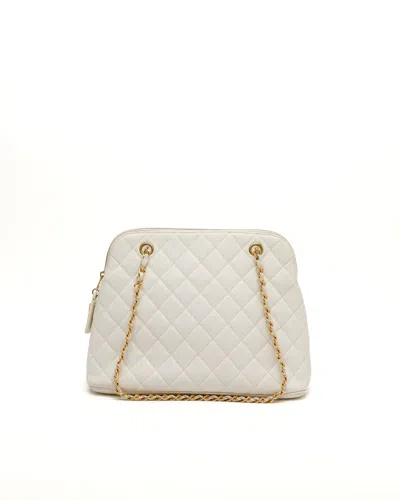 Chanel Cc Caviar Tote Bag In White
