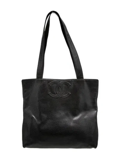 Pre-owned Chanel Cc Caviar Tote In Black