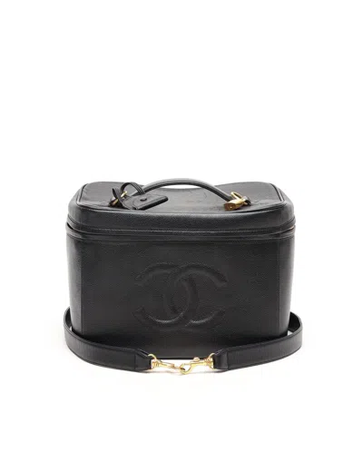 Pre-owned Chanel Cc Caviar Vanity Bag In Black