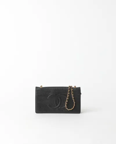 Pre-owned Chanel Cc Caviar Wallet On Chain Bag