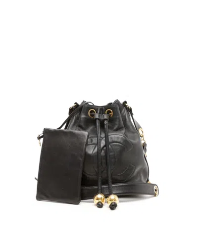 Pre-owned Chanel Cc Chain Bucket Bag In Black
