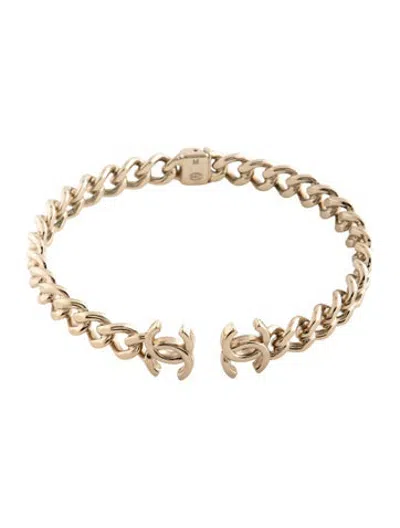 Pre-owned Chanel Cc Chain Hinged Choker Necklace, 13.5" In Multicolor