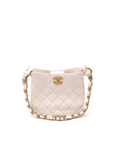Chanel Cc Chain Hobo Bag In White
