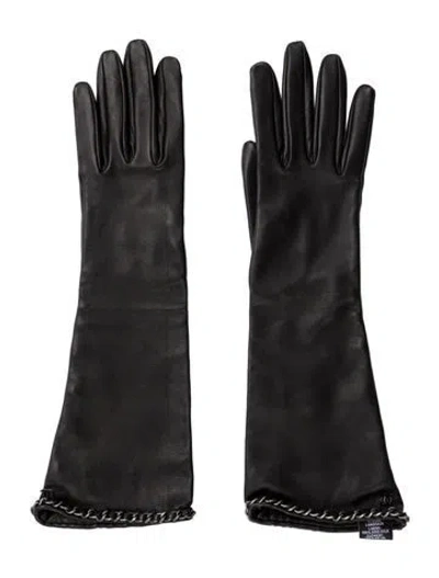 Pre-owned Chanel Cc Chain Link Gloves In Black
