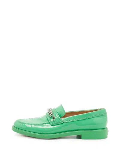 Pre-owned Chanel Cc Chain Logo Loafers In Green