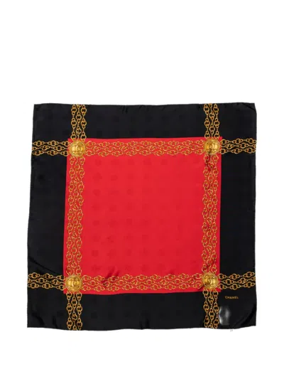 Pre-owned Chanel Cc Chain Motif Scarf In Black