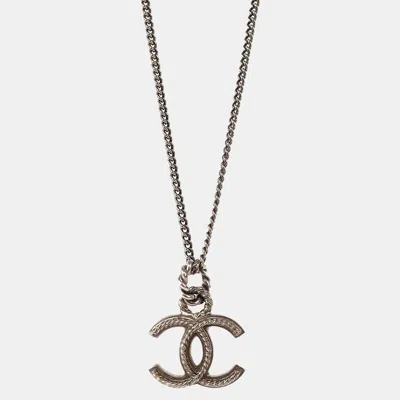 Pre-owned Chanel Cc Chain Necklace Pendant Silver
