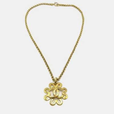 Pre-owned Chanel Cc Chain Pendant Necklace Gold 95p