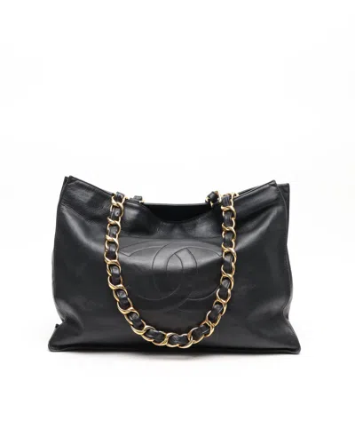 Pre-owned Chanel Cc Chain Tote Bag In Black